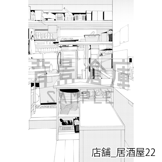 【トーンつき】店舗_背景素材集19(居酒屋)