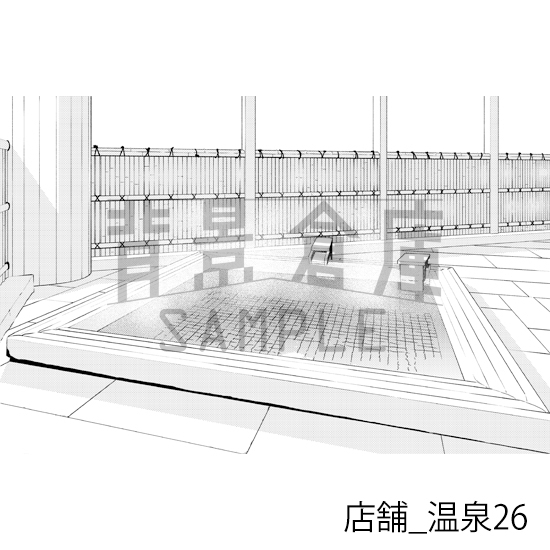 【トーンつき】店舗_背景素材集20(温泉)