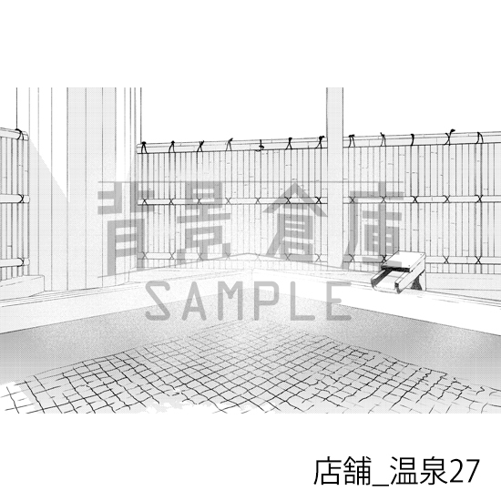 【トーンつき】店舗_背景素材集20(温泉)