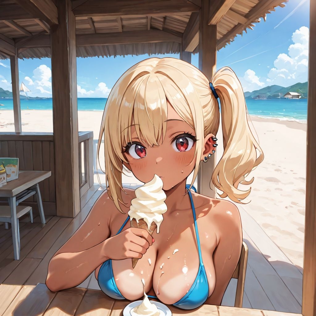 金髪褐色ギャルとビーチでヤリまくりCG集 画像2