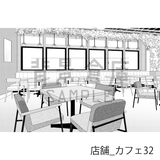 【トーンつき】店舗_背景素材集22(カフェ)