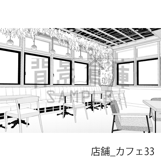 【トーンつき】店舗_背景素材集22(カフェ)