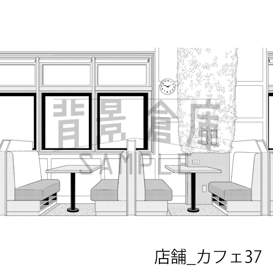 【トーンつき】店舗_背景素材集22(カフェ)