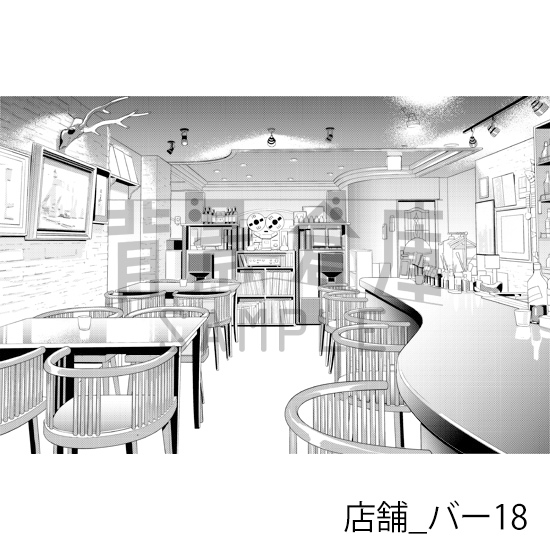 【トーンつき】店舗_背景素材集25(バー)