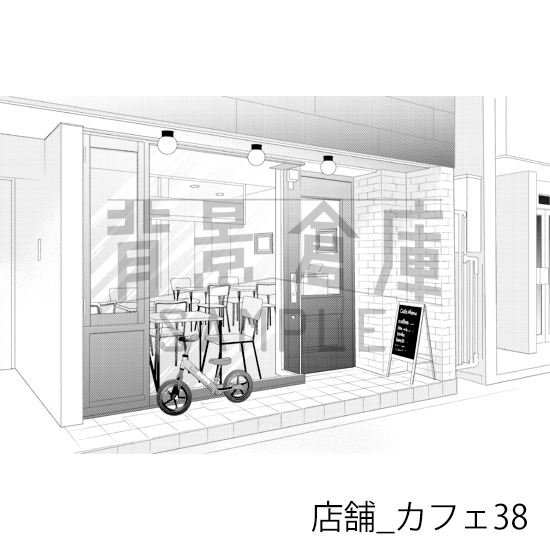 【トーンつき】店舗_背景素材集31(カフェ)