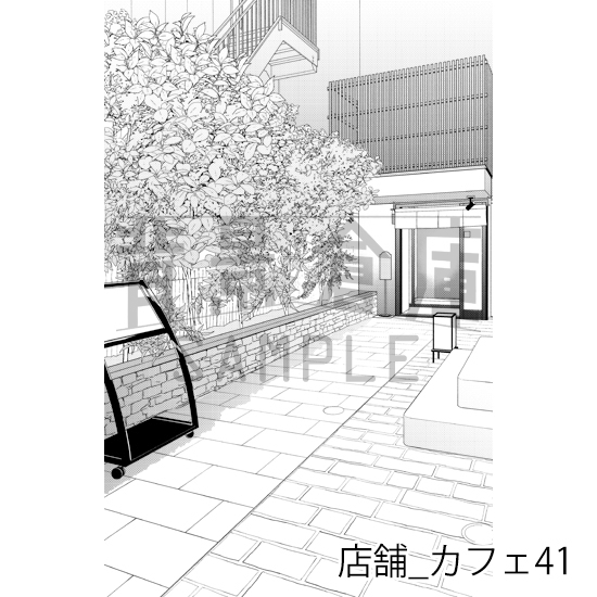 【トーンつき】店舗_背景素材集31(カフェ)
