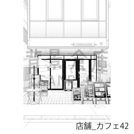 【トーンつき】店舗_背景素材集31(カフェ)