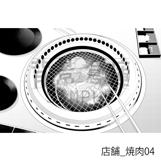 【トーンつき】店舗_背景素材集33(焼肉)