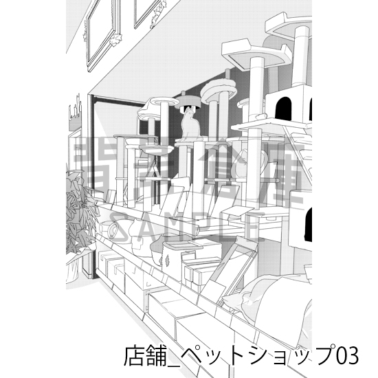 【トーンつき】店舗_背景素材集34(ペットショップ)