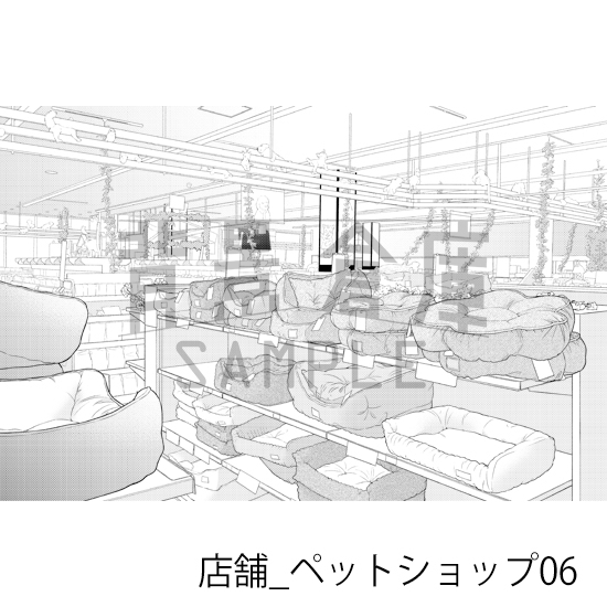 【トーンつき】店舗_背景素材集34(ペットショップ)