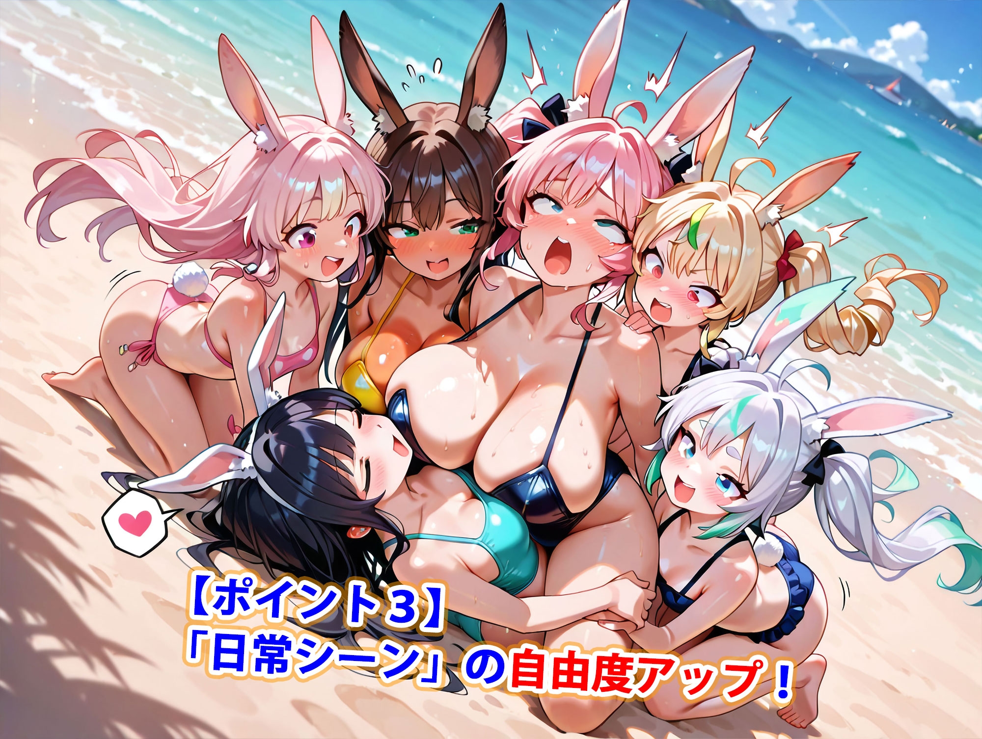 新・貞操逆転世界のハーレム種付け士～ビーチの水着バニーガール編～(妊娠要素あり) 画像4