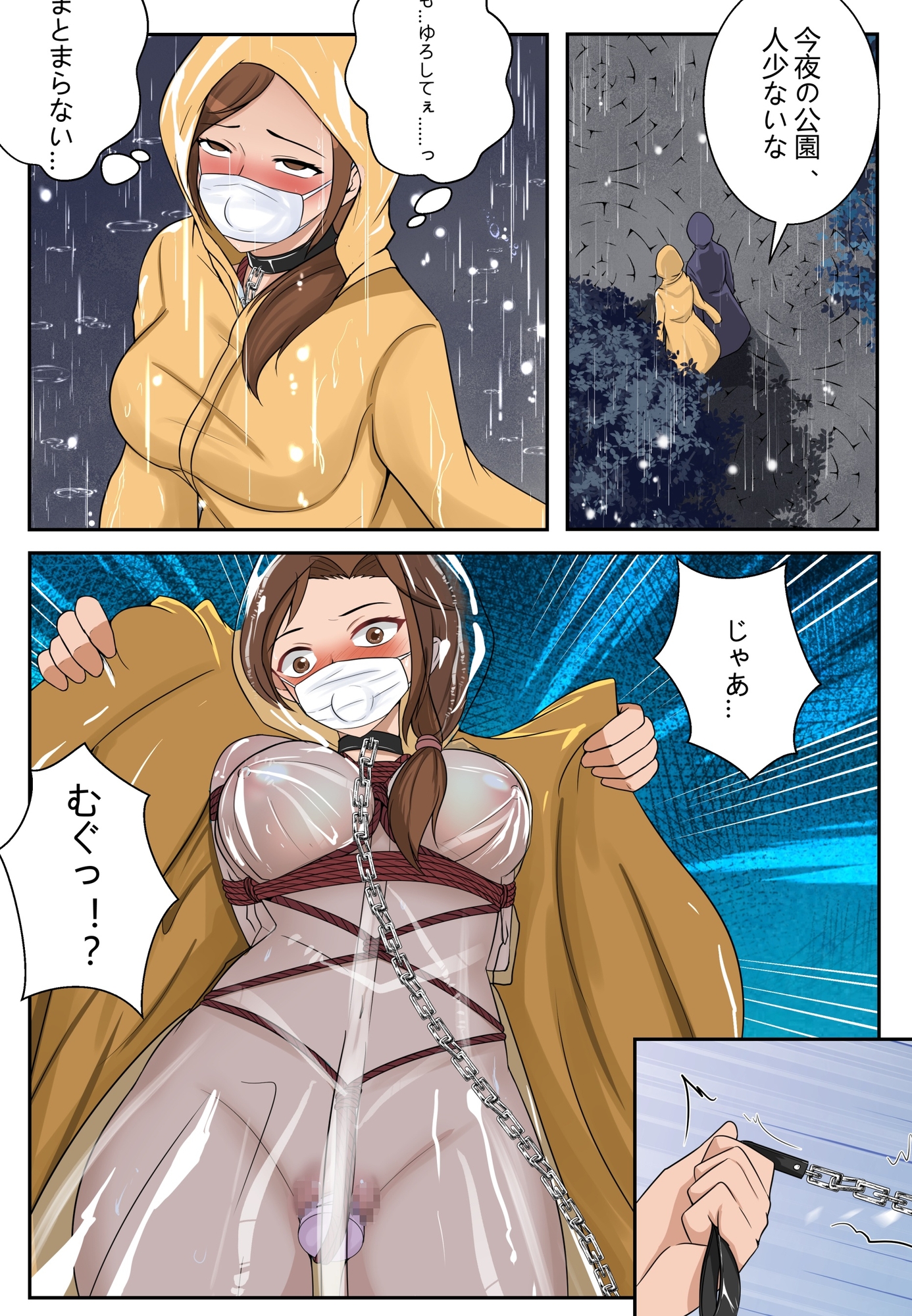 人妻の透けるレインコート・小さな冒険 画像1