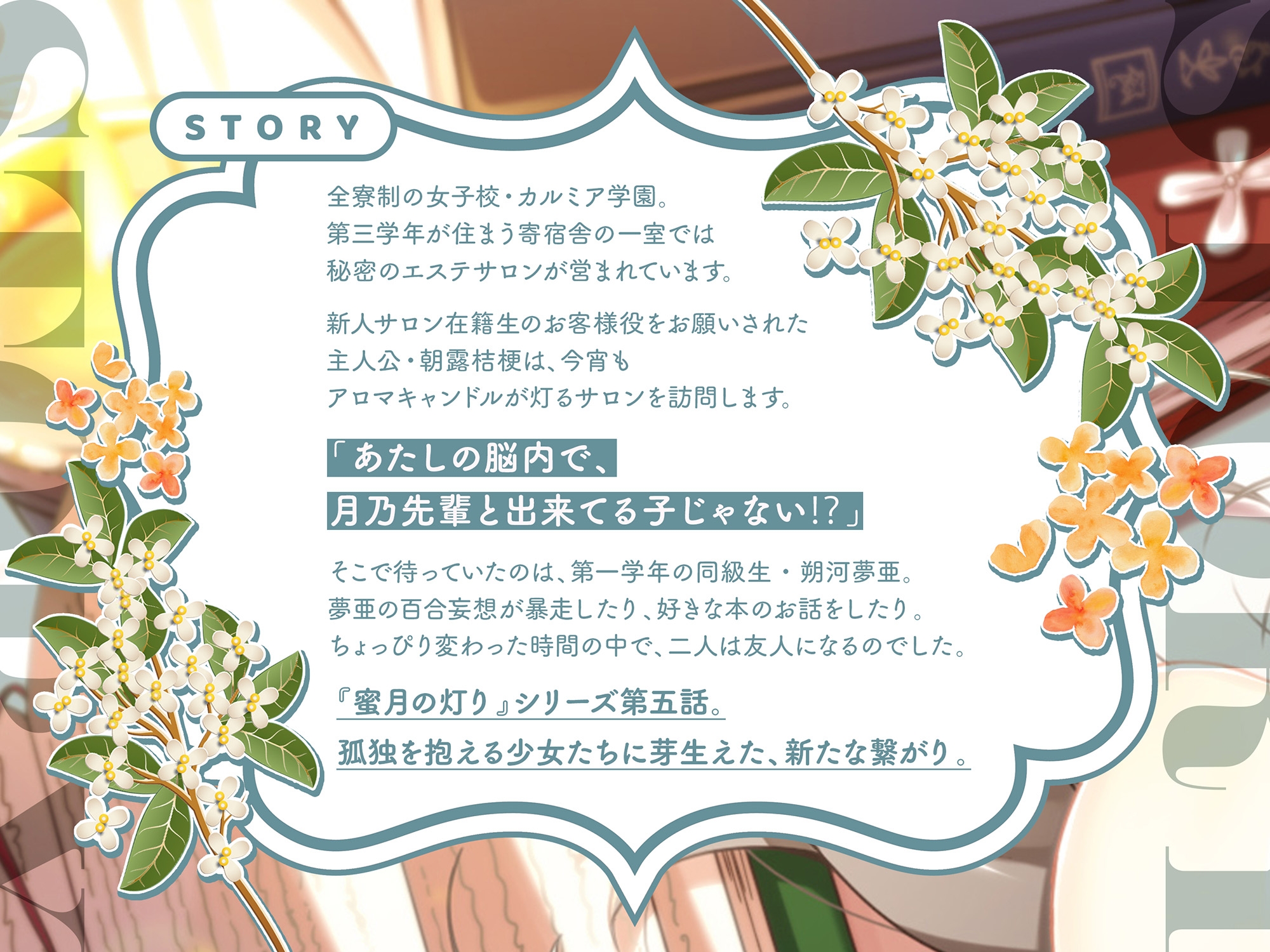 【百合ASMR】寄宿舎エステサロン 蜜月の灯りV -朔河夢亜コース- 画像2
