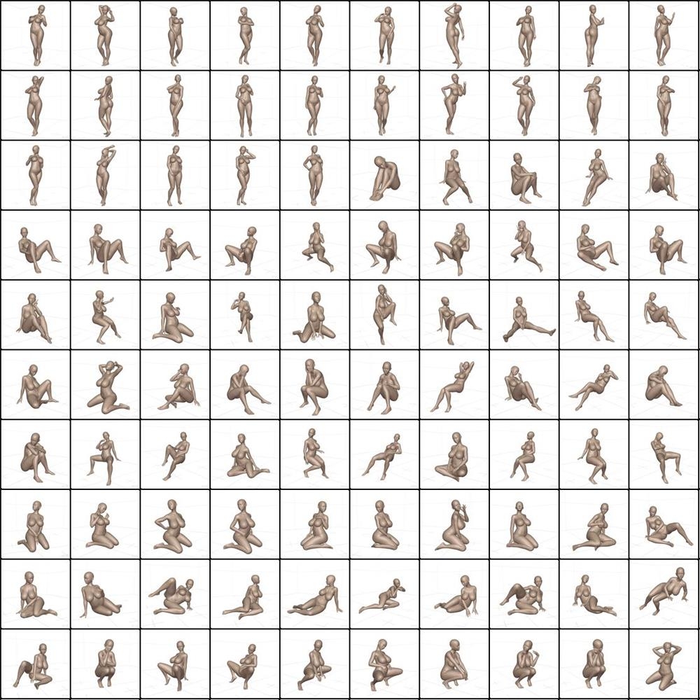 作画用の女体ポーズ集ムチムチ体型編_1