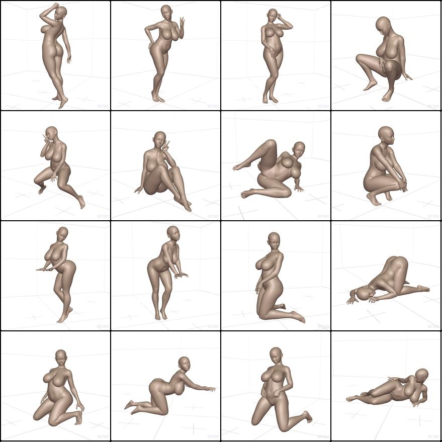 作画用の女体ポーズ集ムチムチ体型編_3