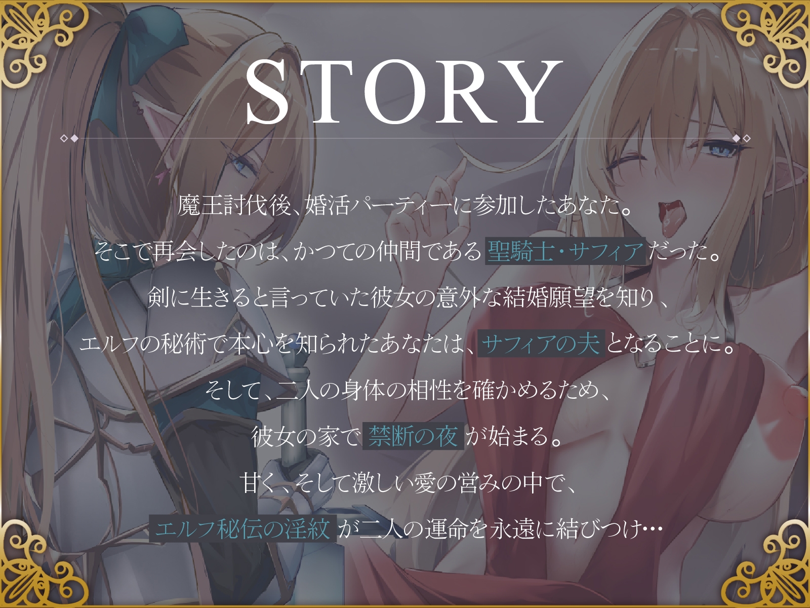 かつて仲間だった金髪エルフ聖騎士は、再会したあなたに種付けされたい♡【KU100収録】 画像1