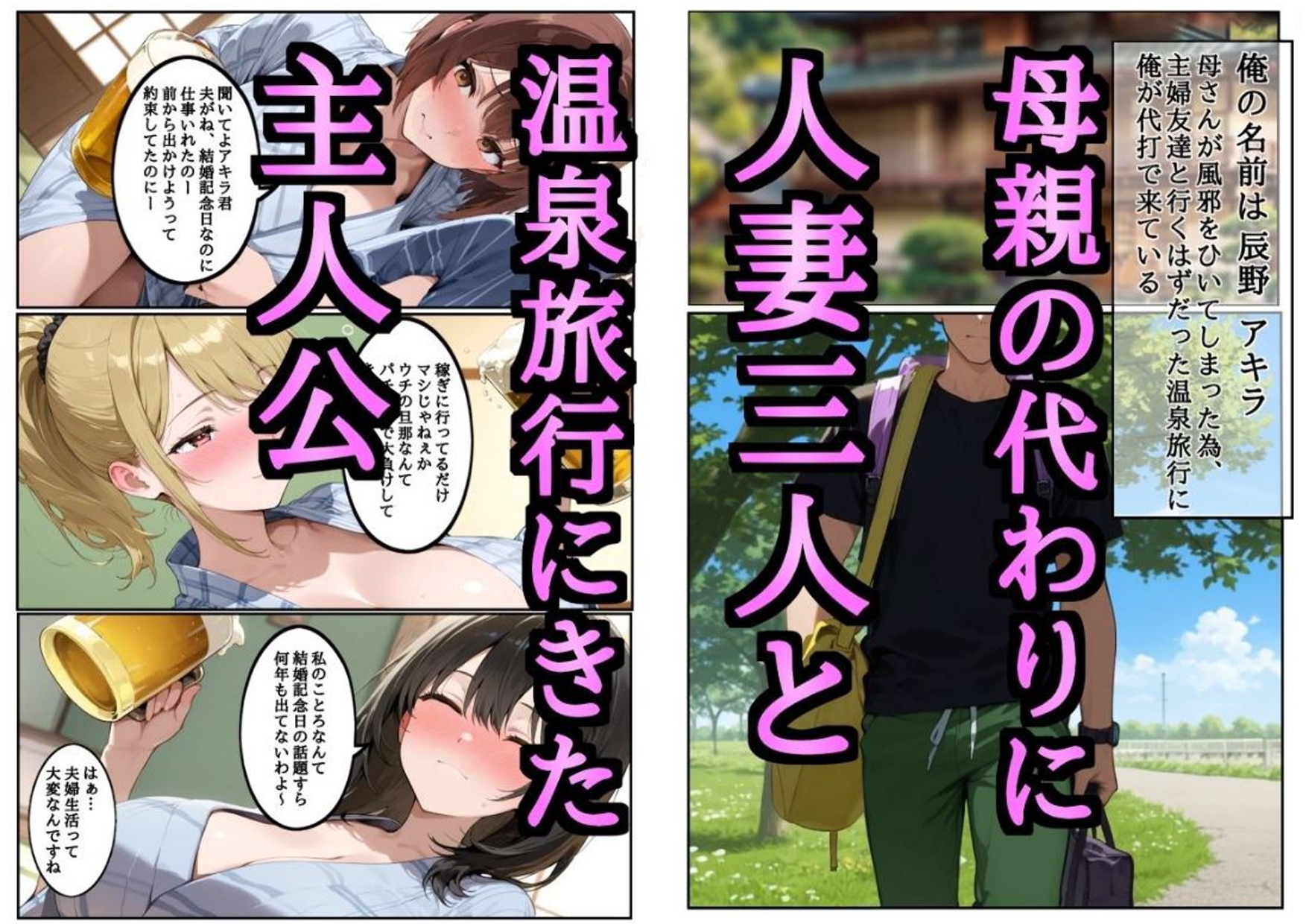 母親の代わりに主婦友達三人と温泉旅行に行ったらエロいことになった 前編 画像1
