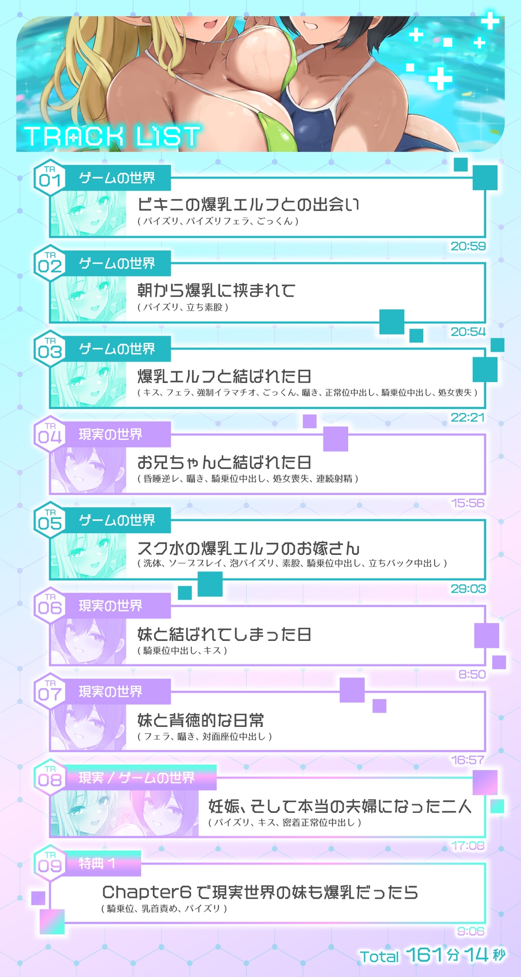 【2時間40分】ゲーム世界に閉じ込められた俺は爆乳エルフが妹と知らず孕ませエッチしまくった話【バイノーラル/兄妹/ファンタジー】 画像2