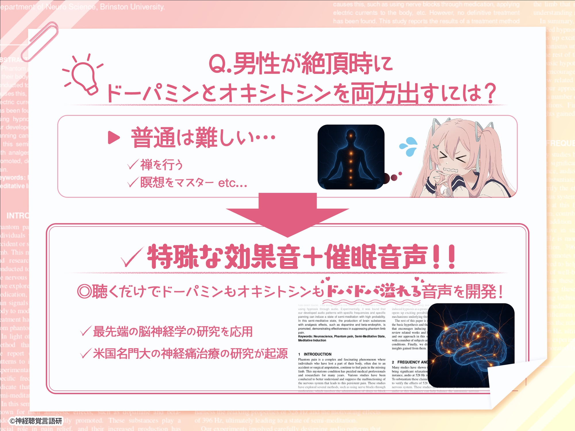 【米国名門大の脳科学研究起源】あなたも出来るドライオーガズム!特殊効果音x催〇で、射精を遥かに超える絶頂ヒプノトランス CV玄音仔編 画像4