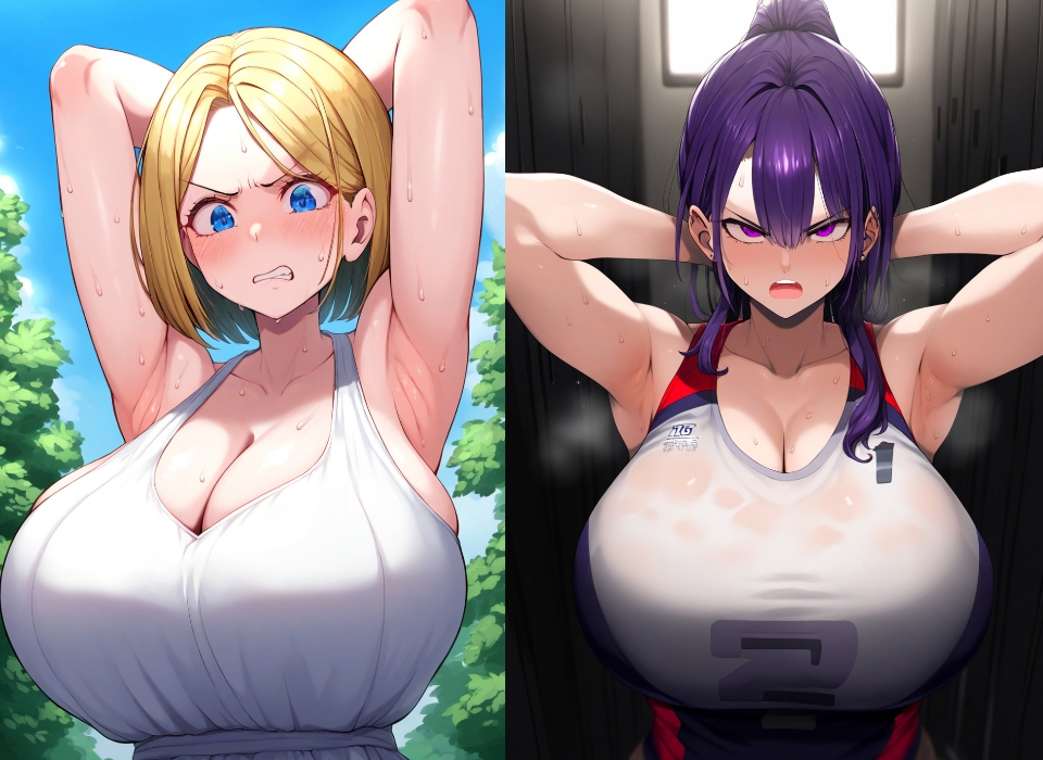 汗だく爆乳お姉さんに嫌な顔されながら腋の下を舐め回してぶっかけるだけのCG集8作パック！総勢26人の汗だく爆乳美女の蒸れた腋をべろべろ舐めてぶっかける！ 画像2