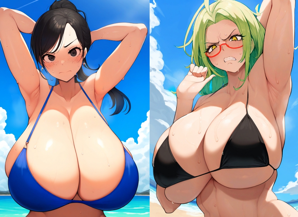 汗だく爆乳お姉さんに嫌な顔されながら腋の下を舐め回してぶっかけるだけのCG集8作パック！総勢26人の汗だく爆乳美女の蒸れた腋をべろべろ舐めてぶっかける！ 画像9