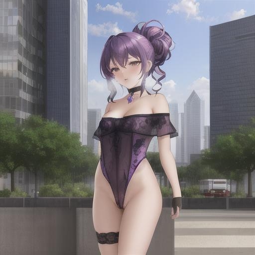 紫髪ハーフアップちゃんのどこでも露出！！ 画像3