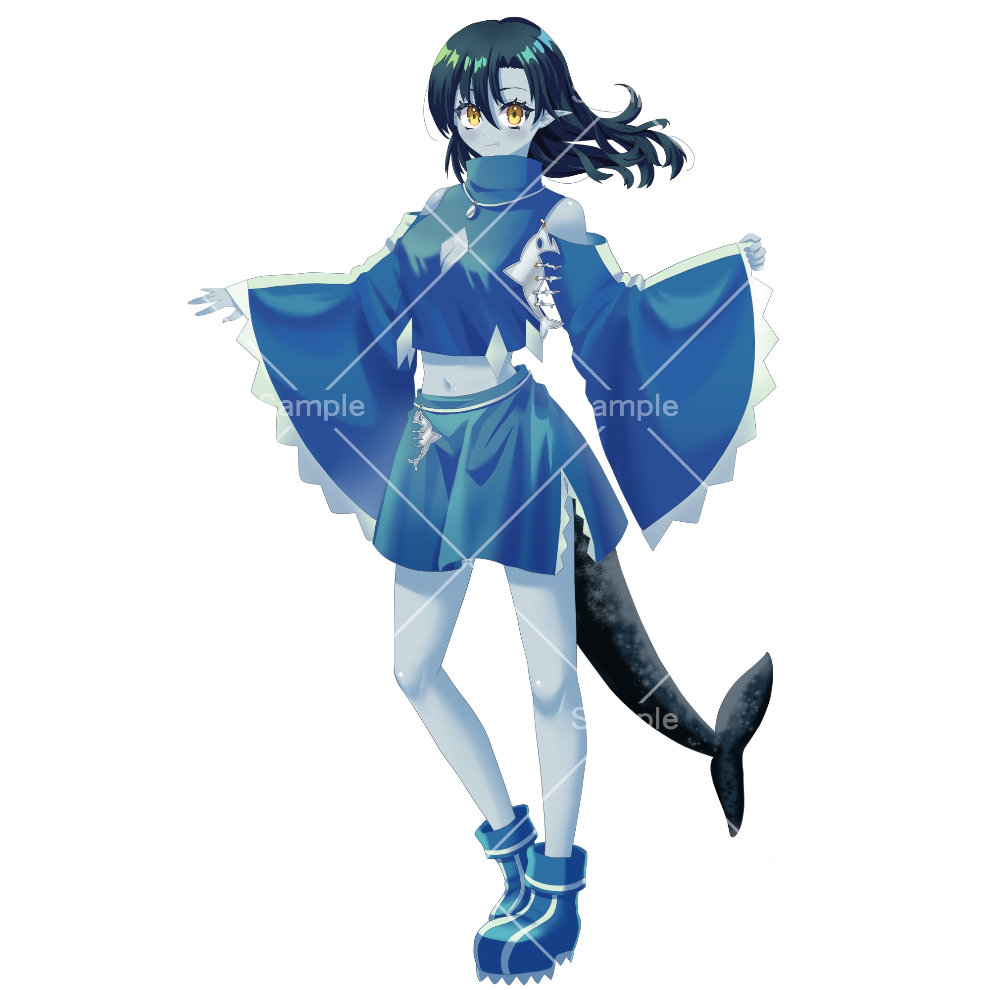 【PSD+PNG表情16種】サメちゃん【立ち絵素材】3色セット