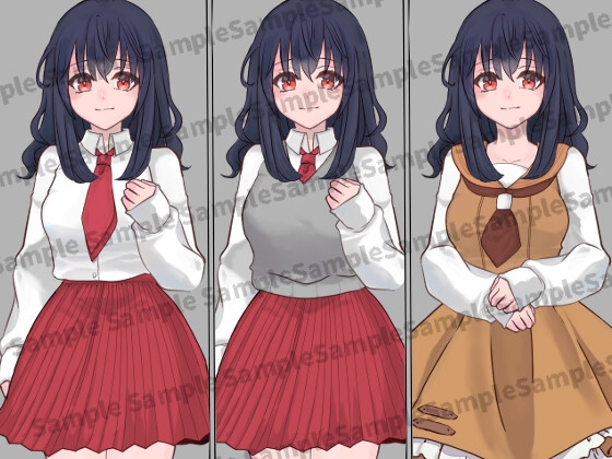 立ち絵素材女子高生1【服装3種】_1