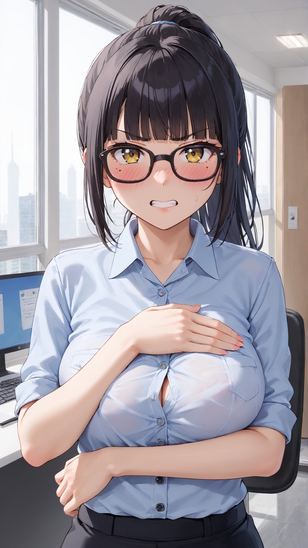 「嫌な顔されながらおっぱい見せてもらう」AIイラスト集 vol.2 画像7