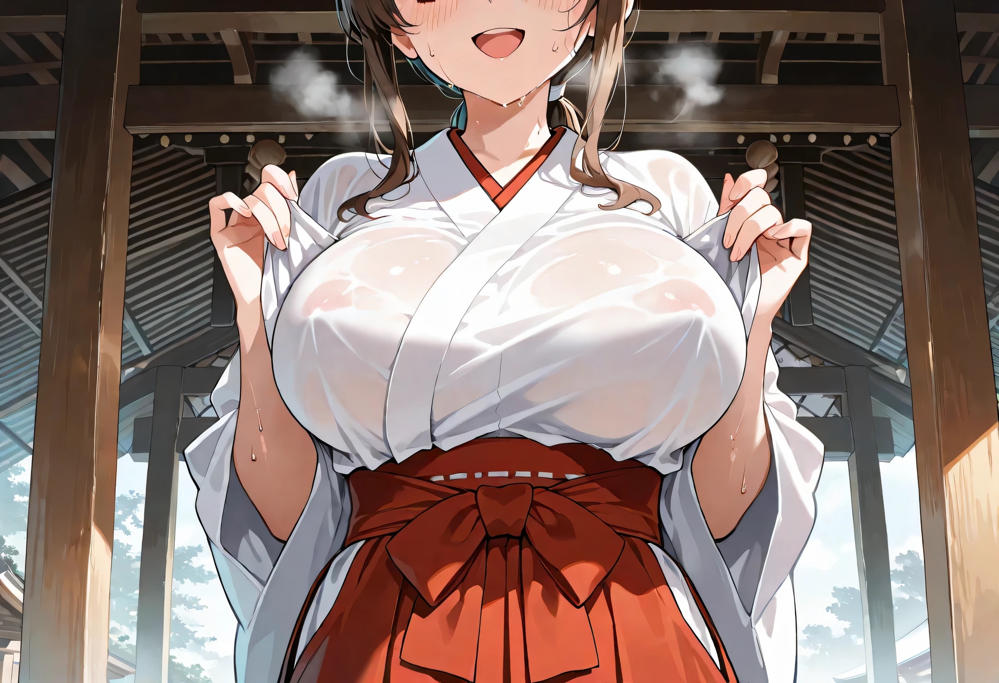 子宝神社で巫女の少女と汗だく中出しセックス 画像6