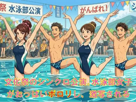 文化祭のシンクロ公演。水泳部女子がおっぱいポロリし、激写される