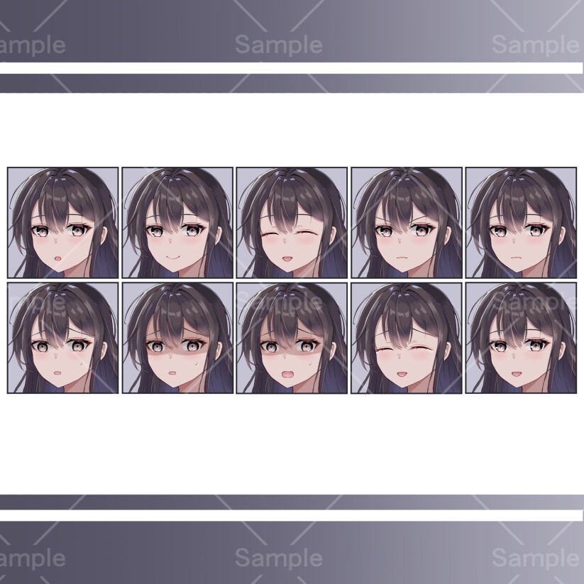 TRPG立ち絵素材 セーラー服女子高生(表情差分10種)