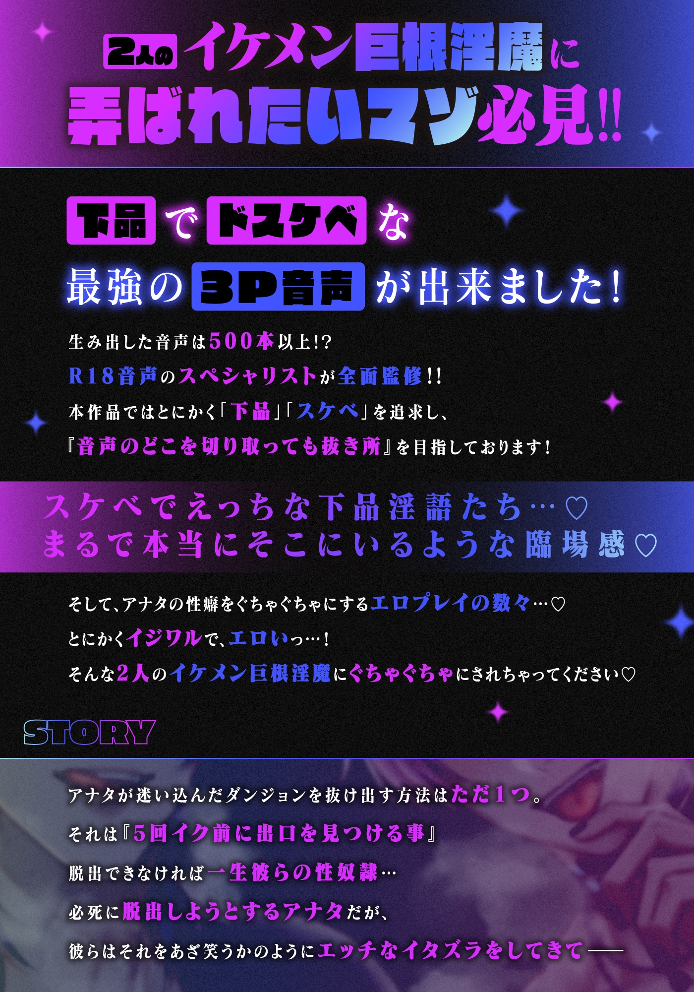 【※全編ドスケベ下品淫語特化】おまんこグチュグチュおちんぽパンパンッ♪ 俺らから逃げられると思ってんの?ドスケベおちんぽW淫魔ダンジョンから脱出せよ♡ 画像3