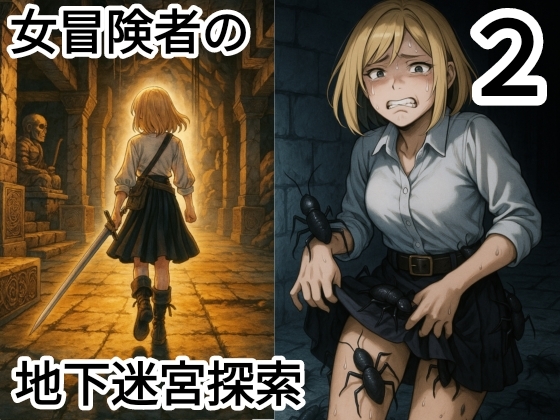 女冒険者の地下迷宮探索2(ダークファンタジー、オーク、蟲○、豚姦)