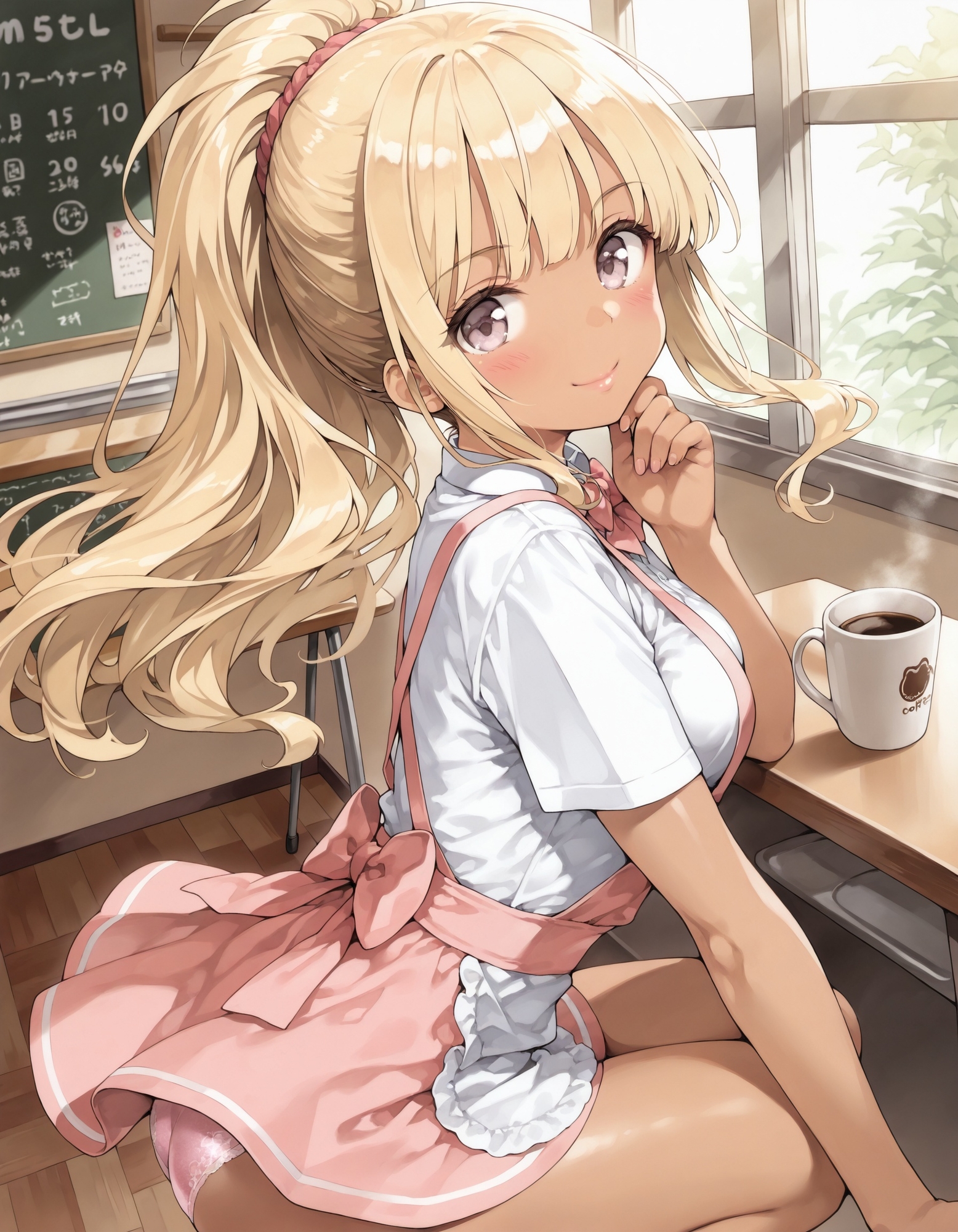 黒ギャルウェイトレスのしゃがみパンチラ_2