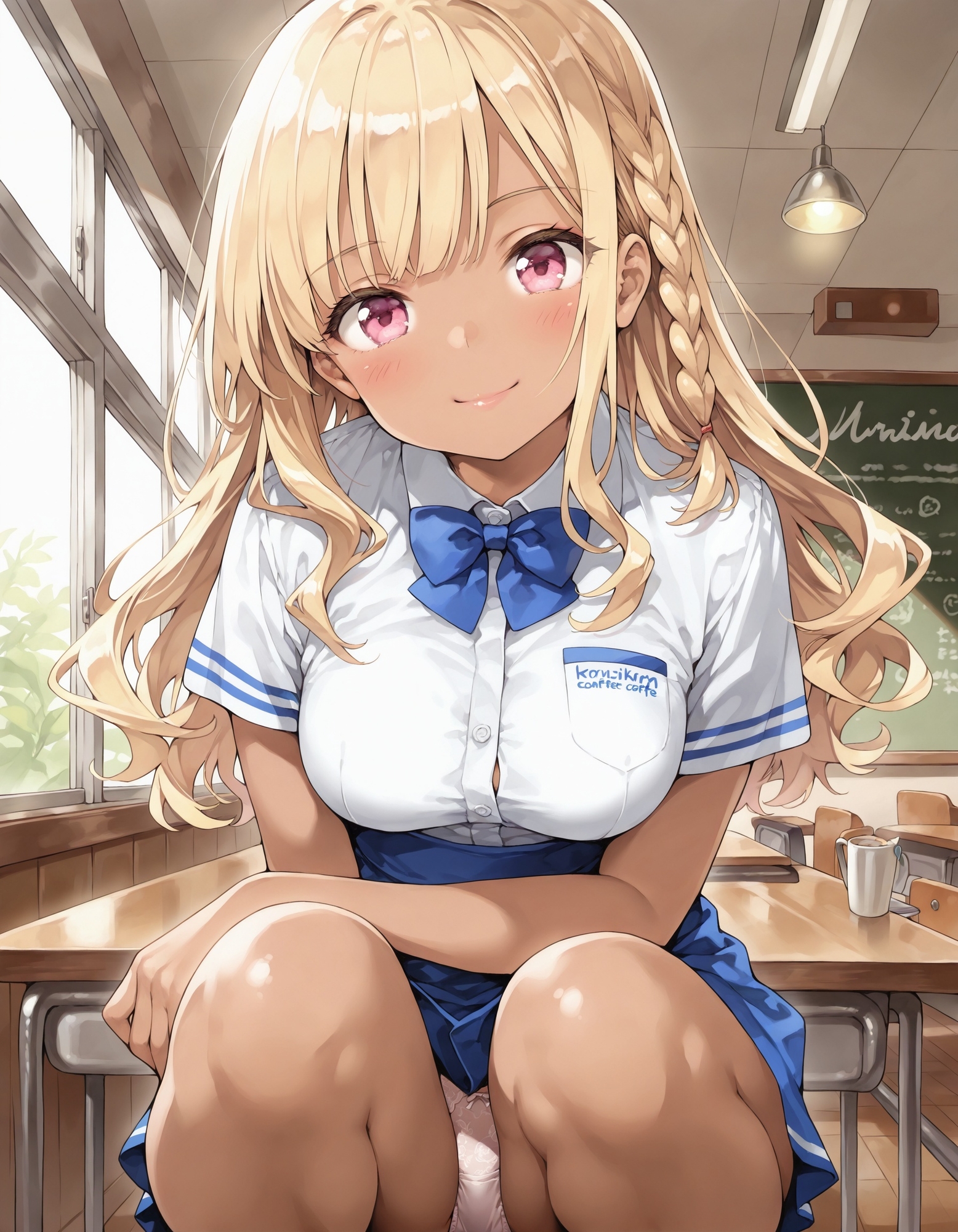 黒ギャルウェイトレスのしゃがみパンチラ_3