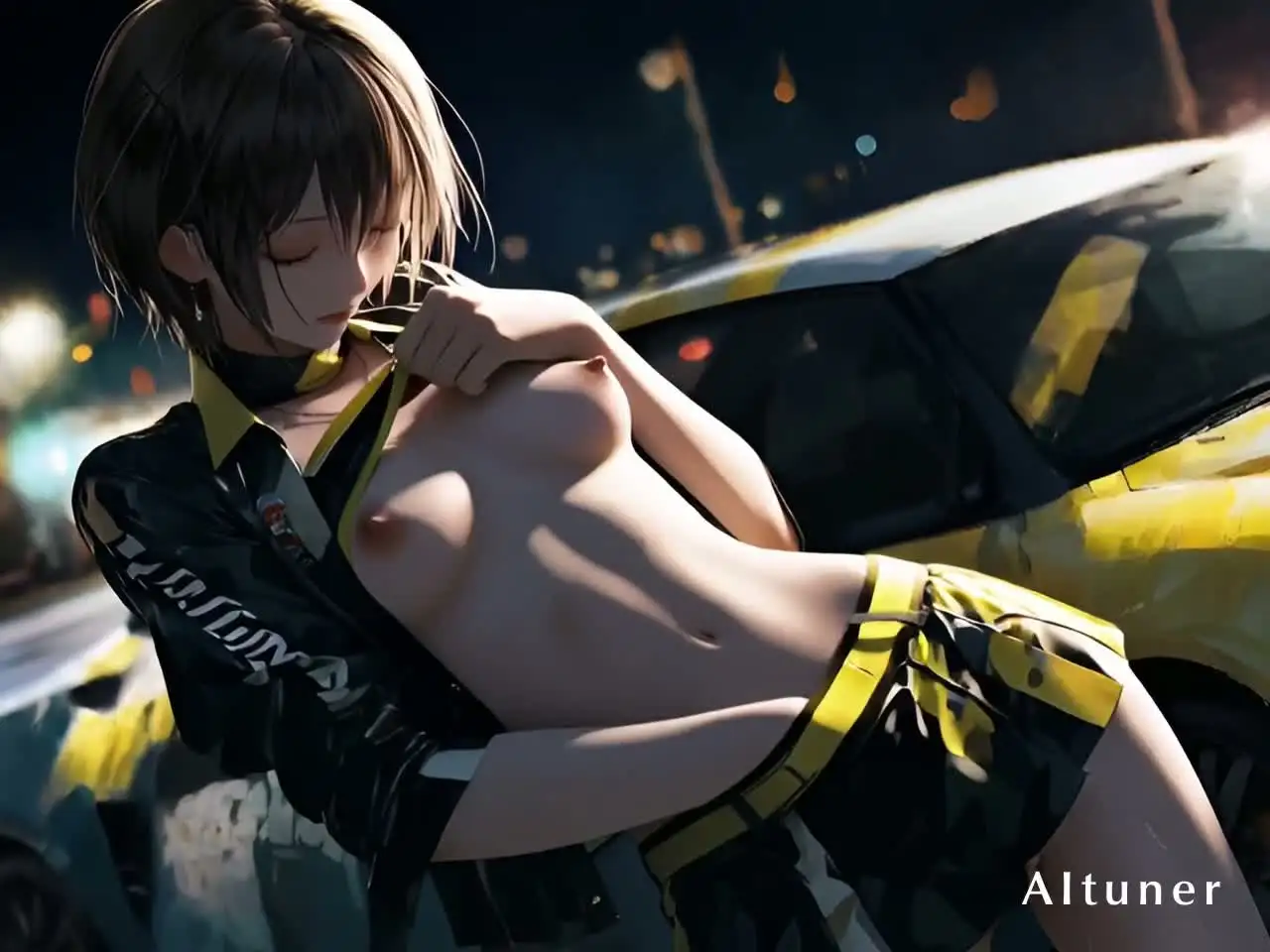 サンプル画像6|【エロCG/動画】【26分HD】曇りガラスとピットライトの狭間、彼女は夜に身を委ねる――明日を拒む、ただ一つのラップ。【AItuner】