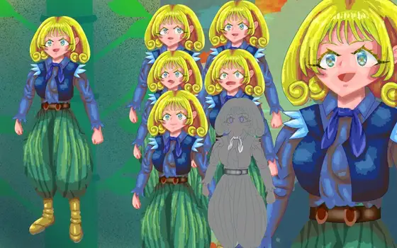 立ち絵素材16ガウチョフッァションの女の子