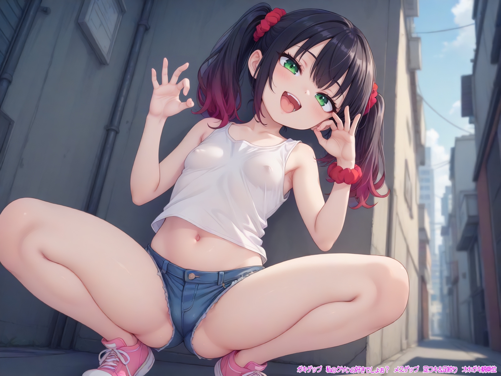 ガキゲップ 私のクサいの好きでしょぉ? メスゲップ 足コキ&足絞り オホガキ騎乗位 画像1