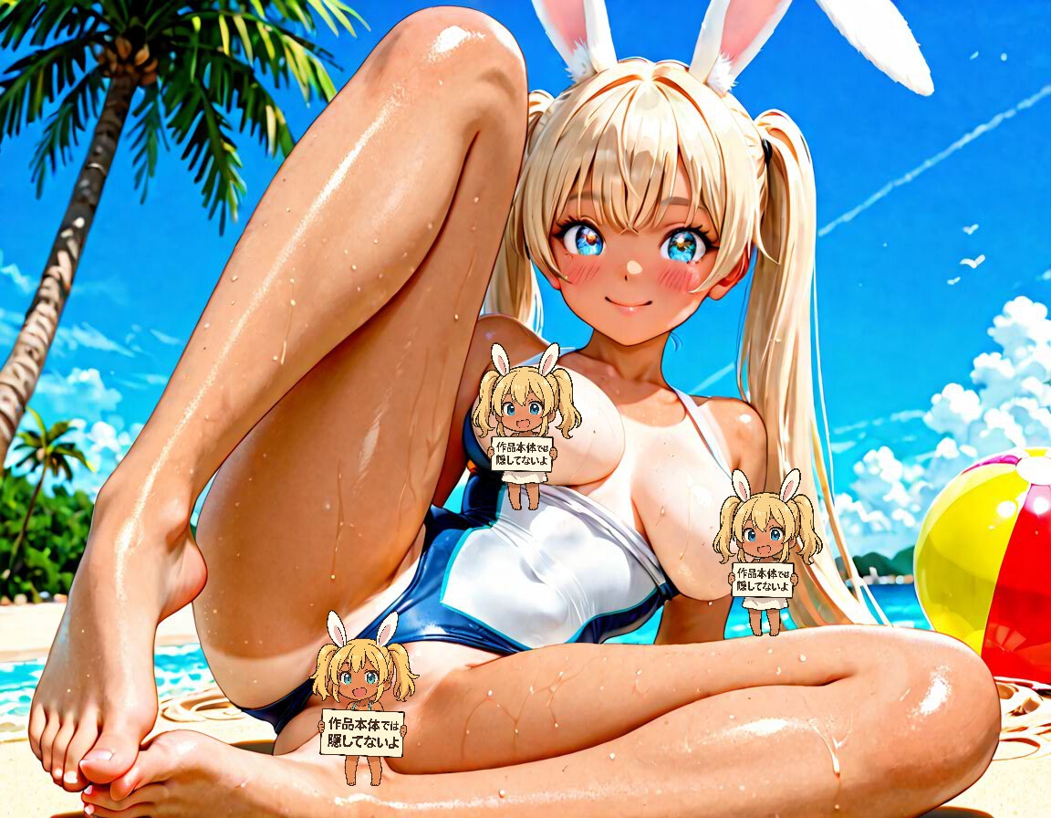発育がいいうさ耳金髪日焼け美少女な従妹がビーチで挑発してきた件 画像9