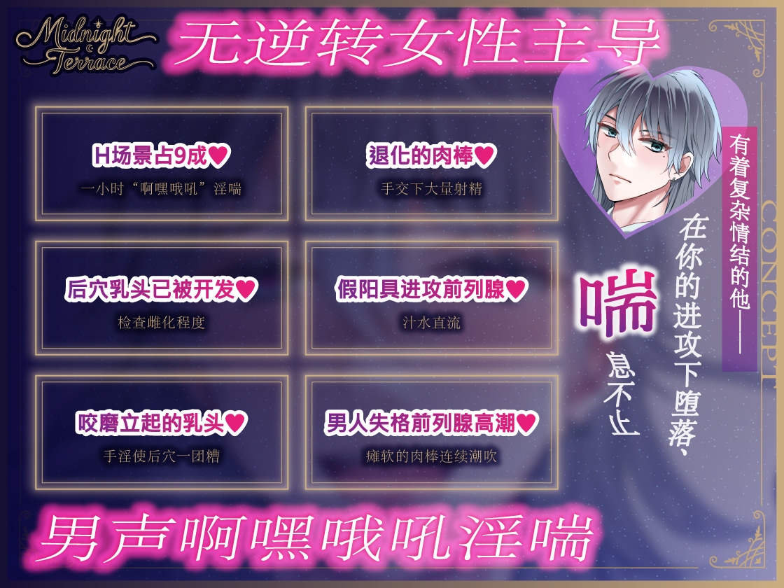 【簡体中文同捆版/无逆转♡一小时男声喘息】调教雌化的超色情主题咖啡厅小哥「哦吼♡请欺负、我的后穴♡」Midnight Terrace Vol.01 怜二 画像1