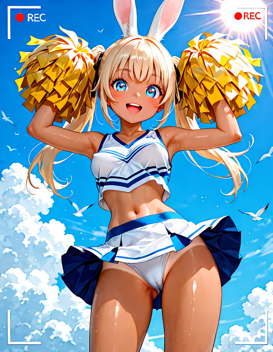 発育がいいうさ耳金髪日焼け美少女な従妹がチアガール姿でファインダー越しに挑発してくる件 画像1