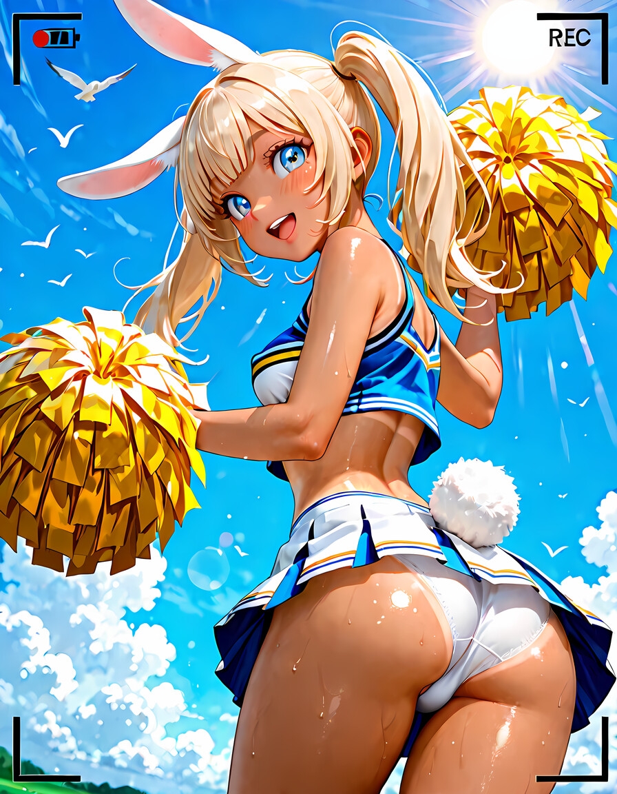 発育がいいうさ耳金髪日焼け美少女な従妹がチアガール姿でファインダー越しに挑発してくる件 画像2
