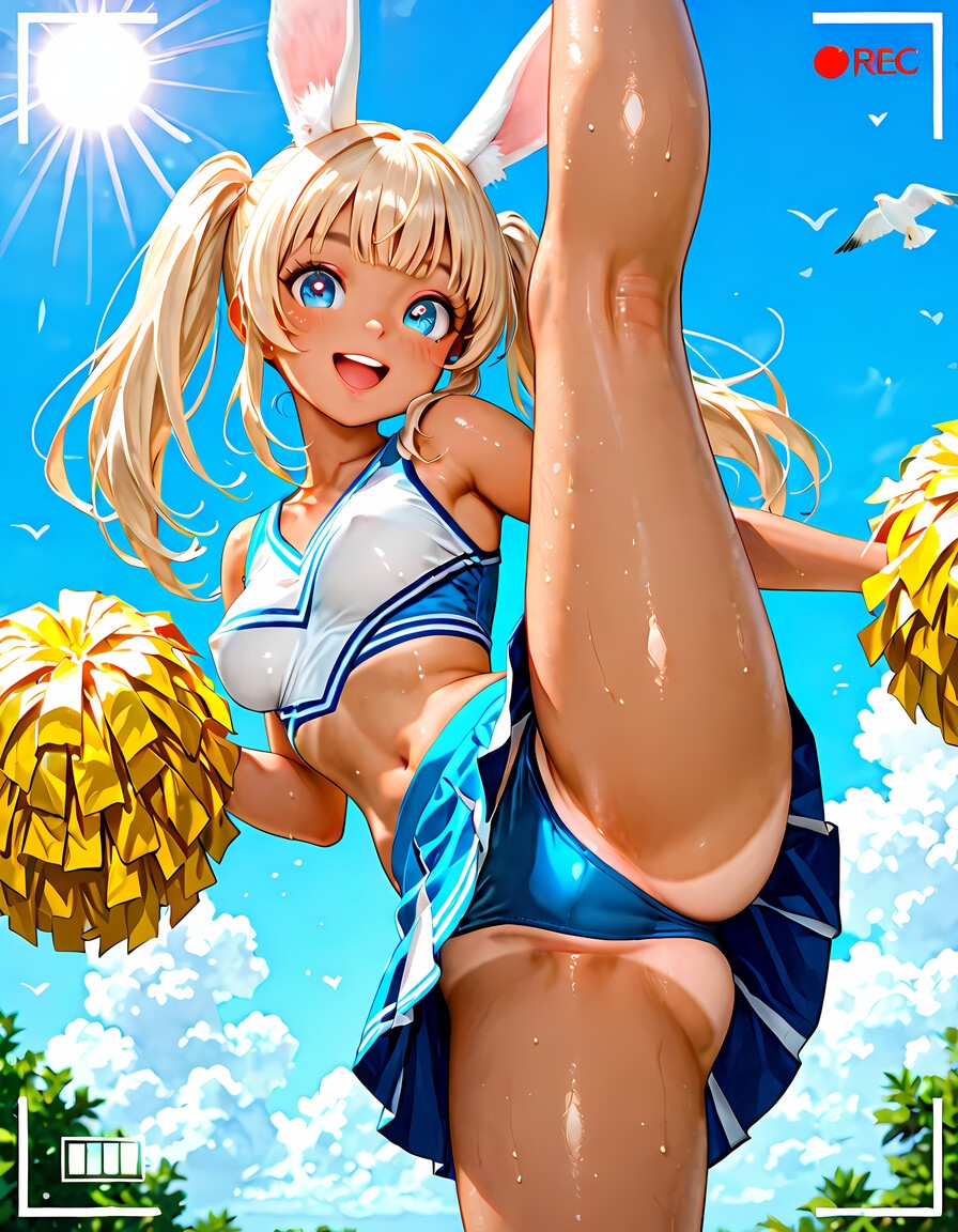発育がいいうさ耳金髪日焼け美少女な従妹がチアガール姿でファインダー越しに挑発してくる件 画像3