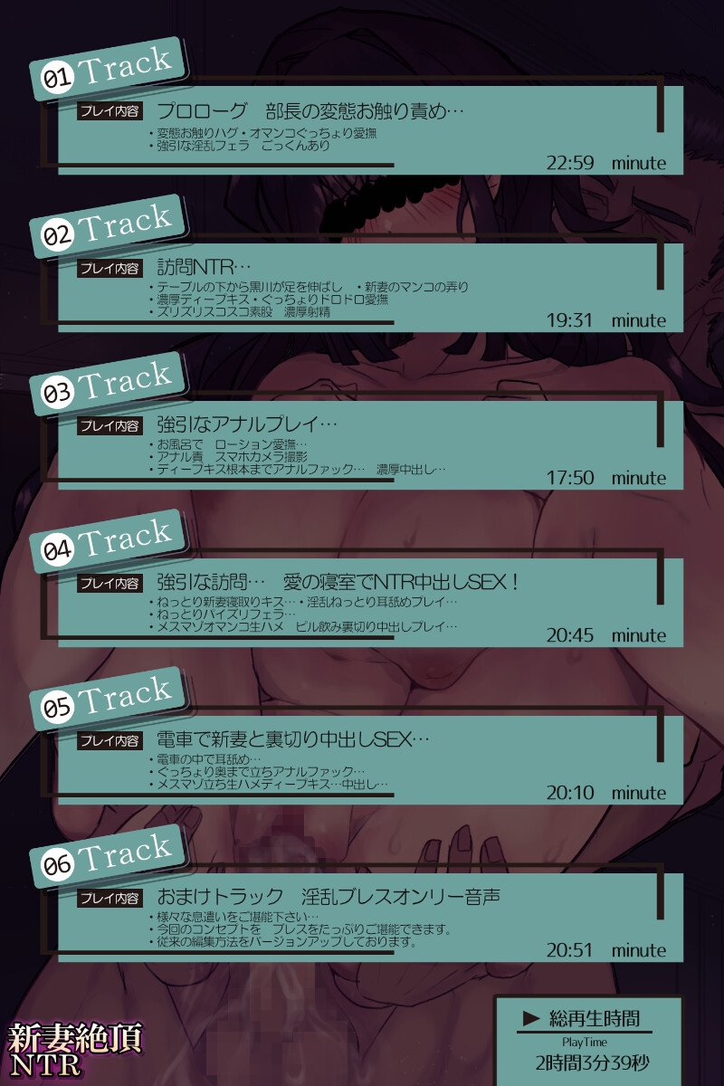 新妻絶頂NTR -超近距離ブレス音声- 2時間 KU100 耳舐め 人妻 中出し アナル CV:川乃瀬由羽 画像3