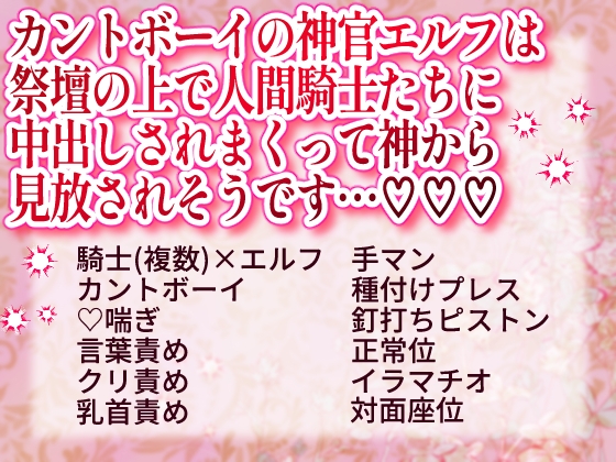 カントボーイの神官エルフは祭壇の上で人間騎士たちに中出しされまくって神から見放されそうです