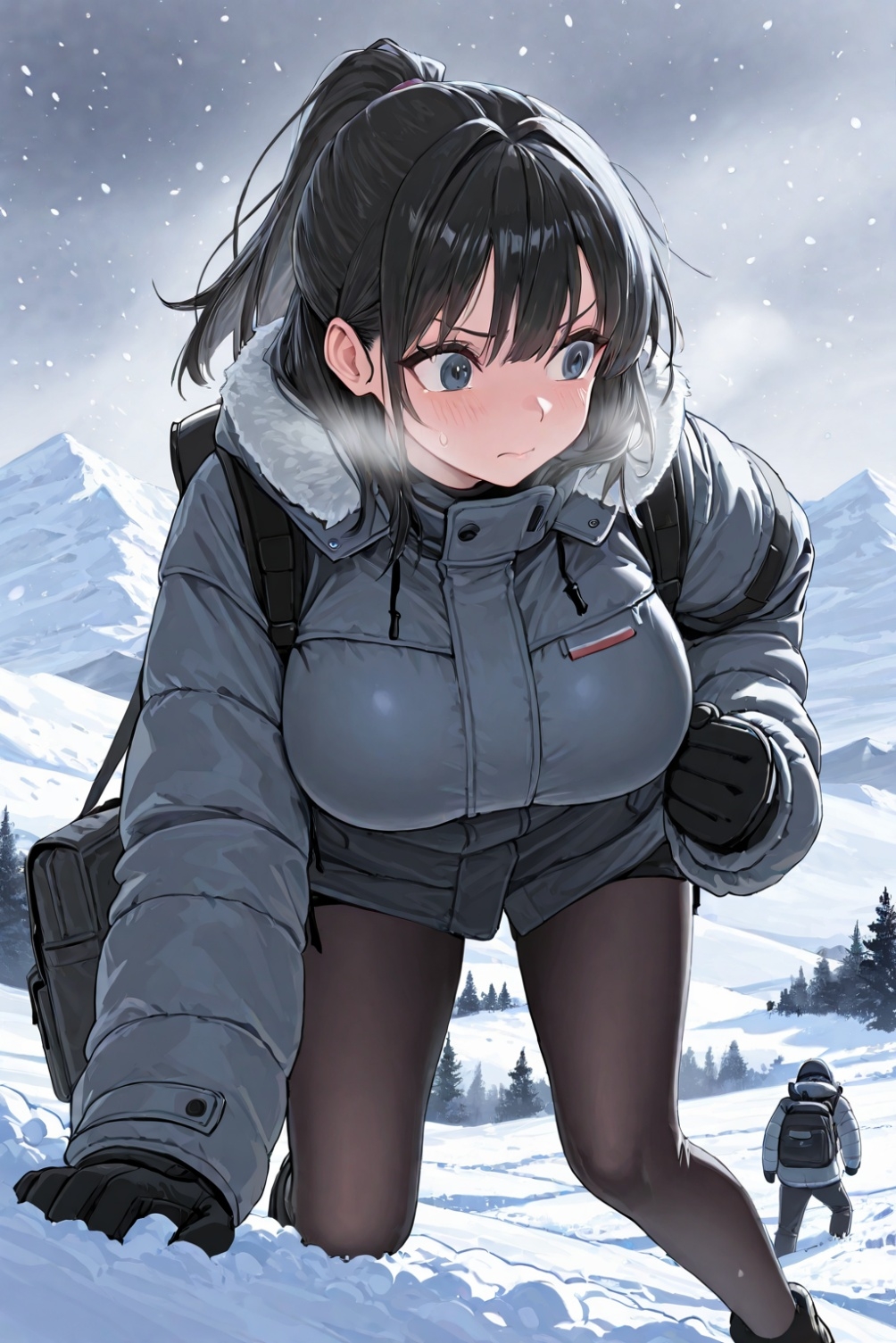 凍える雪山 肌を合せて温まろ_2