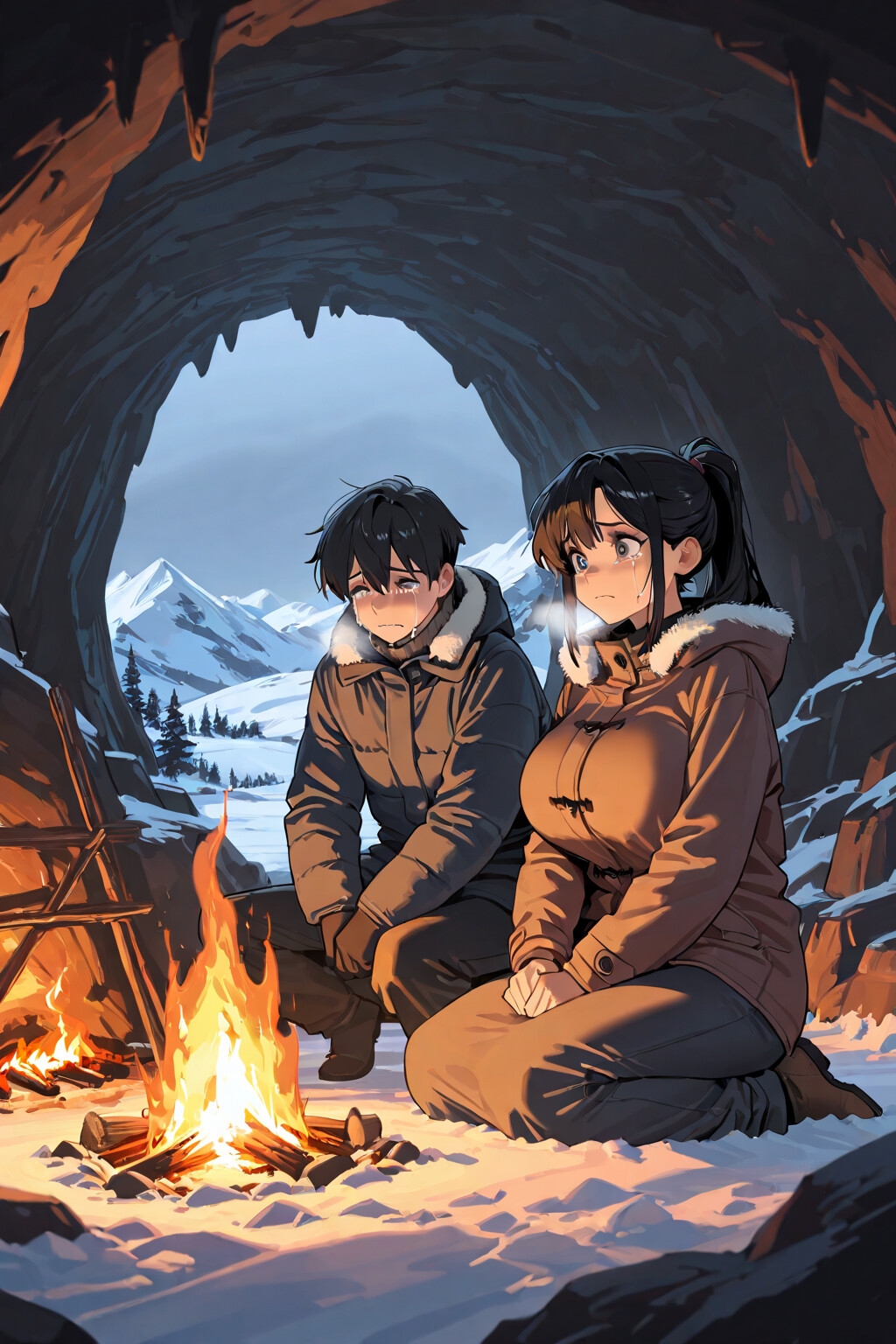 凍える雪山 肌を合せて温まろ_3