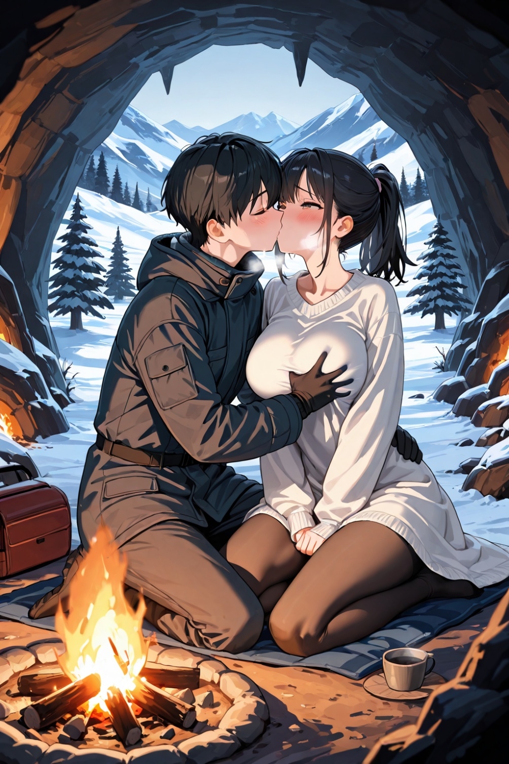 凍える雪山 肌を合せて温まろ_4