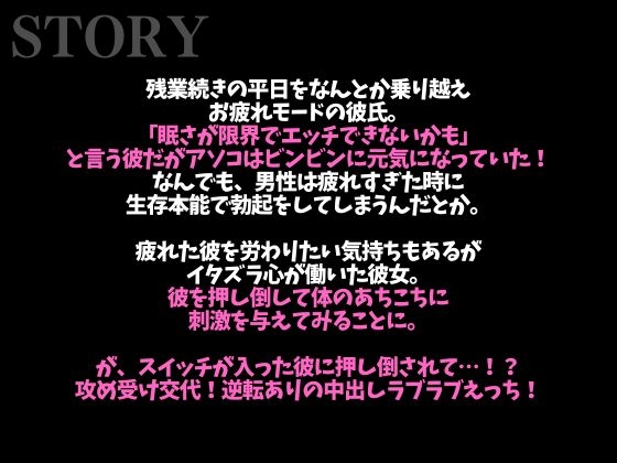 【3日間限定半額】ヘトヘト彼氏のアソコはビンビン元気!?〜無理やり犯したら耳舐め中出しでやり返されました…〜(CV:がく×シナリオ:悠希) 画像1